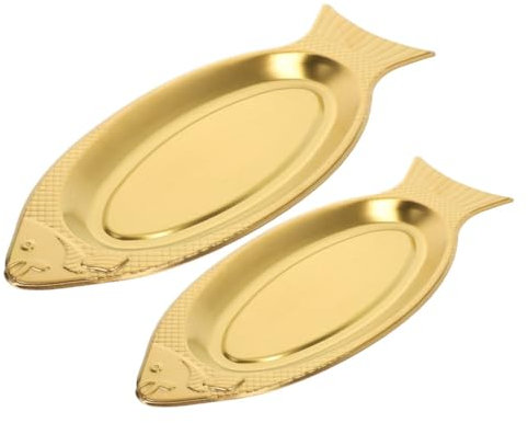 CONGARTENO 2pezzi Piatto da Pesce Acciaio Inossidabile Vassoio per Servire Pesce e Snack Design Elegante per Feste e Occasioni Speciali
