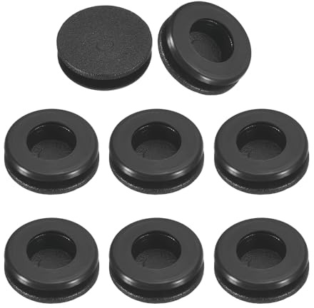 QUARKZMAN 22 stycken kabelgenomföring gummi, 8,7 mm ID 10 mm borrhål gummihylsor ensidig hålplugg gummitätning rund för att skydda kablar och kablar, för skrivbord, svart