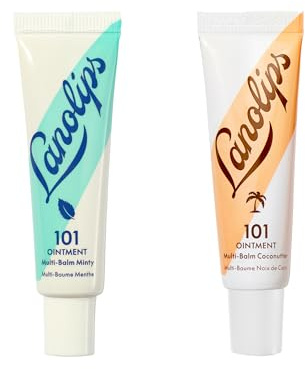 Lanolips Favorite 101 Flavors Set – 101 Ointment Multipurpose Balm, Coconutter (0.35 oz) & Peppermint (0.52 oz), Lanolin Lip Treatment for Dry Lips & Skin Relief