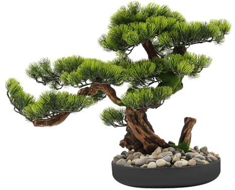 Artificial Bonsai Pine Tree Artificial Plant for Indoor Home Decor, 25.6x17.7 Inch Large Tabletop Centerpiece for Living Room Office,Realistic Desktop Decoration