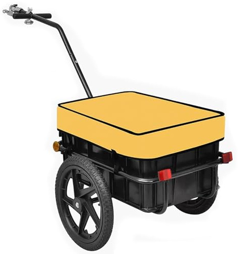 Hopfällbar Cykelkärra, Cykelkärra för Hundar och Handvagn, Snabbkoppling, Reflexer, för Camping, Resor Och shopping(Yellow)