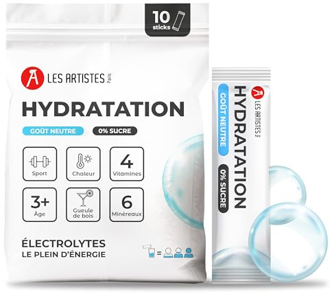 LES ARTISTES PARIS - Sticks Hydratation Electrolyte - Saveur neutre - Sans Sucre - Doypack de 10 sticks