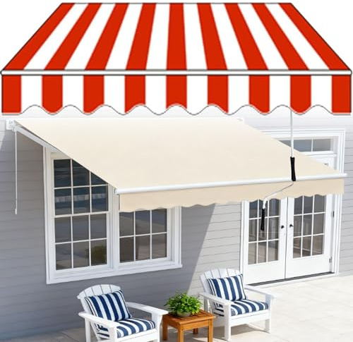 Tenda da sole manuale retrattile con manovella e staffa a parete, resistente ai raggi UV e all'acqua, braccio articolato estensibile per balcone, giardino, padiglione, soluzione ombreggiante per