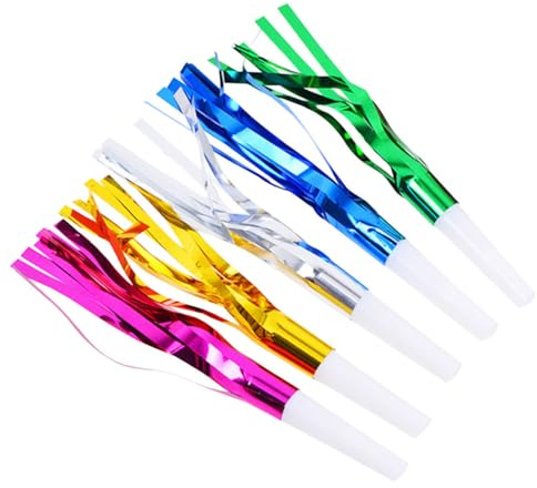 Parliky Silbatos Metálicos para 18 Unidades Flecos Brillantes Multicolor, Matracas de Fiesta Ruidosas para Cumpleaños, Navidad y Bodas, Juguetes Pequeños para Reventones Color Aleatorio