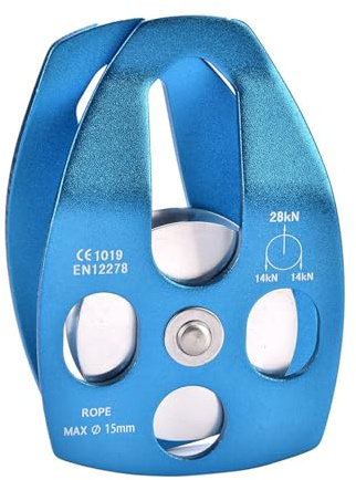 Ejoyous Polea de Rescate Simple, Polea de Escalada con Plato Giratorio de 32KN, Rodamiento de Bolas, Cuerda de 15mm para Rescate en Montaña, Trabajo en Torres, Patrulla de Esquí ((manga de cobre))