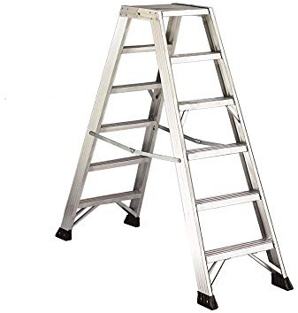 Svelt Scala 5 gradini Professionle in Alluminio a Doppia Salita con Piattaforma Maggiorata, Gradini Zigrinati e Piedini Antiscivolo, P1 Plus