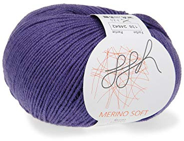 ggh Merino Soft - 100% Schurwolle (Merinowolle - Superwash) - 50g Wolle zum Stricken oder Häkeln/Farbe 138 - Lila