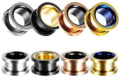 TBOSEN Uppsättning av 8 örontunnlar pluggar och stretchkit stretchare flera expanderingsskruv tunnel rostfritt stål mätare 2 g – 3/16 tum 6 mm – 30 mm, Metall