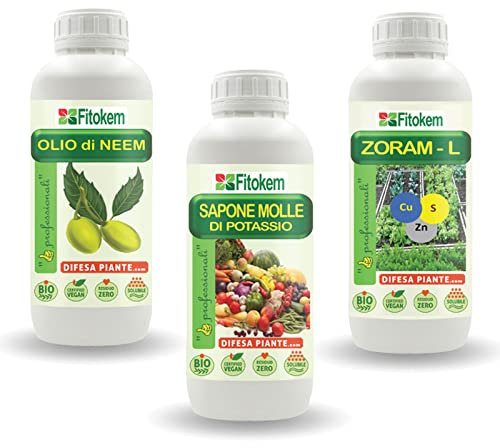 Fitokem Olio di Neem BIOLOGICO 1lt + Sapone Molle di potassio 1lt + Zoram-L 1lt - SNZ
