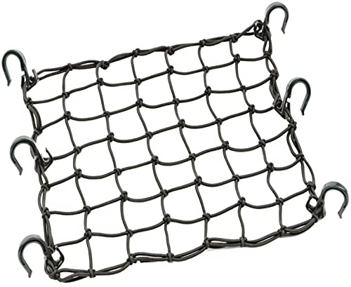 ZUOZE Small Cargo Net 15x15 Stretches to 30x30 with Thicken Hooks | Natural Latex Core, Tight 2”x2” Mesh Heavy Duty Bungee Net for Motorcycle Helmet, Bike, ATV, UTV, Luggage (Black, 1 Pack)