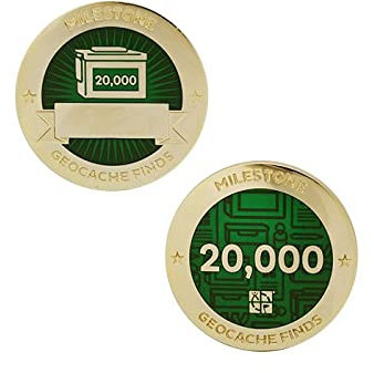 20000 Finds/Funde Coin + Tb !!gefunden Geocaching Milestone Geocoin and Tag Set