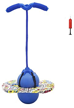Christoy Pogo Ball with Handles for Kids & Adults, Balance Bounce Ball, Trick Board for Girls and Boys Ages 6 and up (Blue-Colourful)