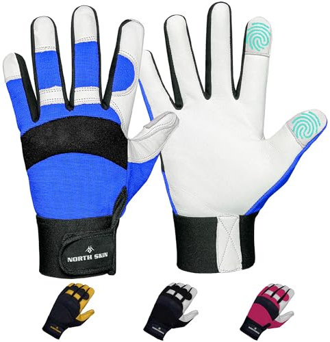 NORTH SKIN Thorn-Proof Gardening Working Gloves with Touch Screen Support, Thick Leather Pruning Gloves for Rose Blackberry, Heavy-Duty Safety for Garden, Mechanics Men Women