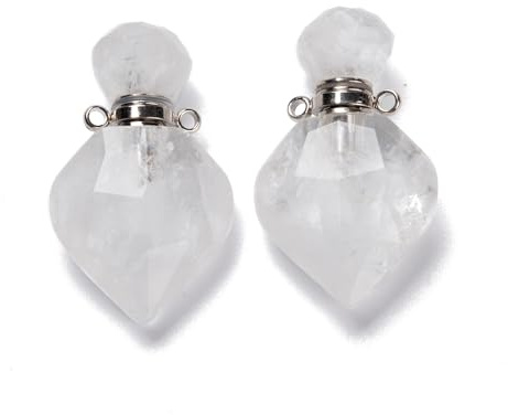 EEE ELECRELIVE 2pcs Natural Stone Crystal Perfume Bottle Pendant Gemstone Essential Oil Hanging Diffuser Vial Ornament for Necklace Jewelry Making