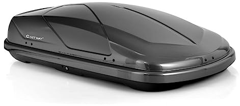 COSTWAY Car Roof Box, 400L Capacity Hard Roof Cargo Carrier with Security Keys & Dual Side Opening, Waterproof Rooftop Luggage Storage Box for Car, SUV, Van, Fits Most Cars (Grey)