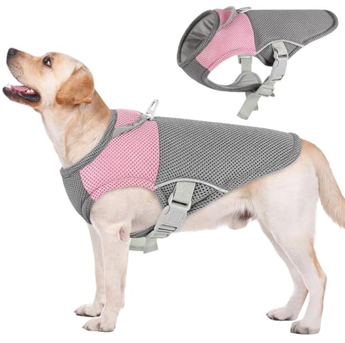 AOFITEE Dog Cooling Vest, Lightweight Cooling Jacket for Dogs, Breathable Dog Cooler Shirt with Harness D-Ring, Pet Summer Vest Hot Weather for Small Medium and Large Dogs, Pink XL