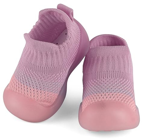 MASOCIO Zapatos Calcetines con Suela Goma Bebe Niña Carlotitas Primeros Pasos Bebé Zapatillas Casa Calcetin Calzado Respetuoso Talla 19 Antideslizante 9-12 Meses Morado