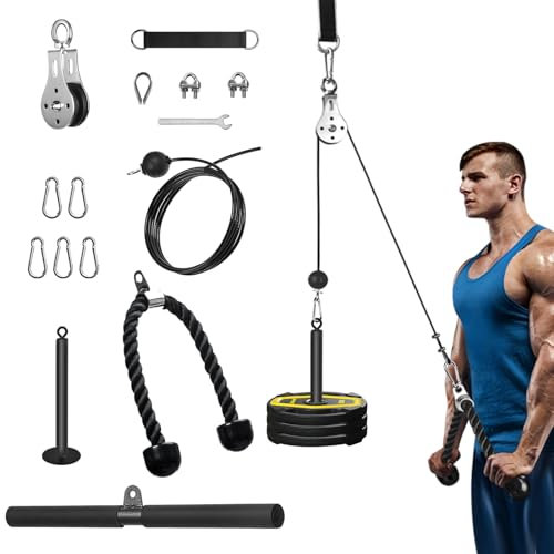 Kabelzug Latzug Fitnessgerät für LAT Pull Down, Pulley Kabelzugsystem DIY Latzugamchine Arm Krafttraining für Zuhause