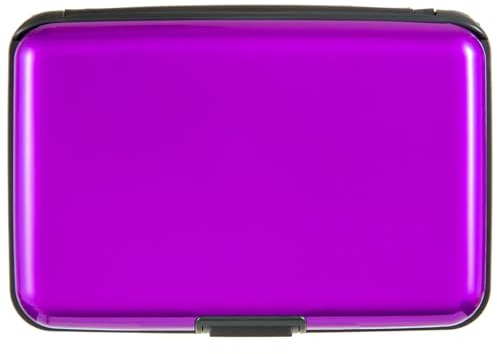 Kaabao Credit Card Holder Small RFID Blocking Wallet Business Metal Slim Mini Aluminum Hard Case for Women Men (Vibrant Purple)