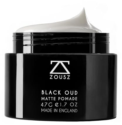 ZOUSZ Black Oud Pomade Opaca per Uomo - Cera Capelli con Tenuta Media - Pasta Capelli Uomo Fragranza Black Oud - Facile da Applicare Hair Clay, 47g