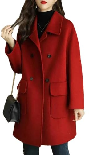 Manteau d'hiver en laine pour femme Manteaux en laine amples à double boutonnage en cachemire Manteau long