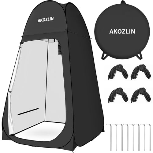 AKOZLIN Pop Up Shower Tent Instant Privacy Dressing Changing Tent Outdoor Camping Shower Toilet with Window & Carry Bag for Portable Toilet & Bathroom Silver Coated UV Protection, 39Lx39Wx74H