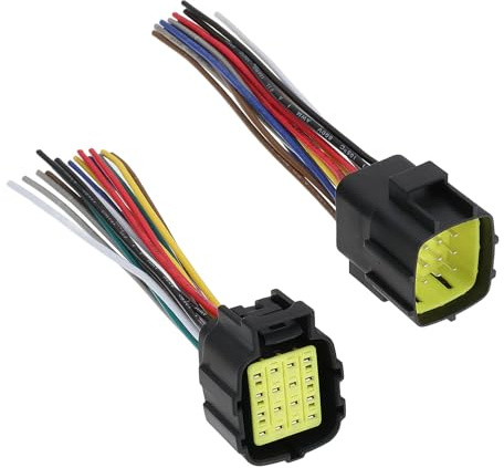 OTOTEC 1 Paire de Connecteurs de Prise électrique étanches à 16 Broches pour Voiture Fil de Prise Mâle Et Femelle Scellé 300 V 18 AWG pour équipement électronique Automobile