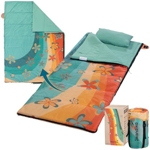 Skandika Deckenschlafsack Sovro Lite | Leichter Schlafsack Outdoor für Erwachsene, 150g/m² Füllung, 3 Jahreszeiten, als Doppelschlafsack nutzbar, Camping Schlafsäcke mit Kissen