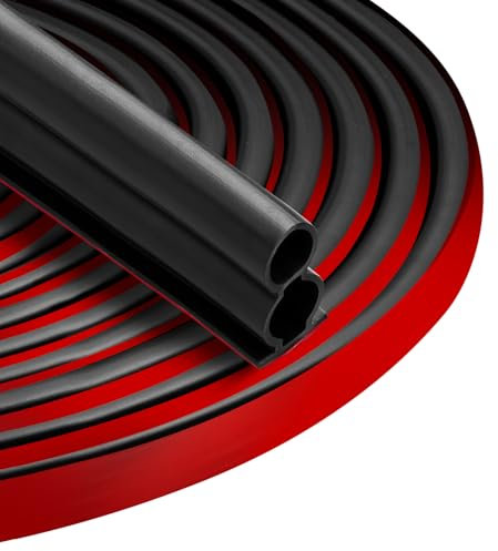SUNWERK 6.2M Draft Excluder for Windows, Draught Excluder for Doors, Upgraded D-Shape Rubber Self-Adhesive Weather Stripping Seal Strip for Door Frame Insulation, Suit for 4 to 9mm Gap(Black)