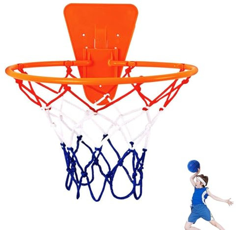 Anneau de Basket avec Filet Support de Basket-Ball Suspendu Mural intérieur de 34 cm Panier de Basket Portable pour Enfants et Adultes