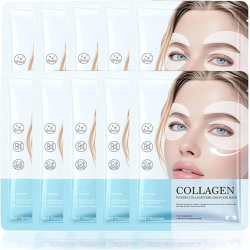 Maschera per gli occhi Glow Haven, 5 paia di cerotti al collagene, complesso peptidico e vitamina C, idratante profonda, rassodante e luminosa, cura rivitalizzante degli occhi, per occhi (10 Pair)