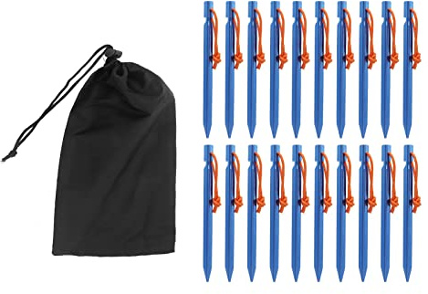 Estacas para Tiendas de campaña de Gran Resistencia en Forma de V, estacas de Camping de aleación de Aluminio con Cuerdas para Accesorios de Tiendas de campaña al Aire, estac (Azul)
