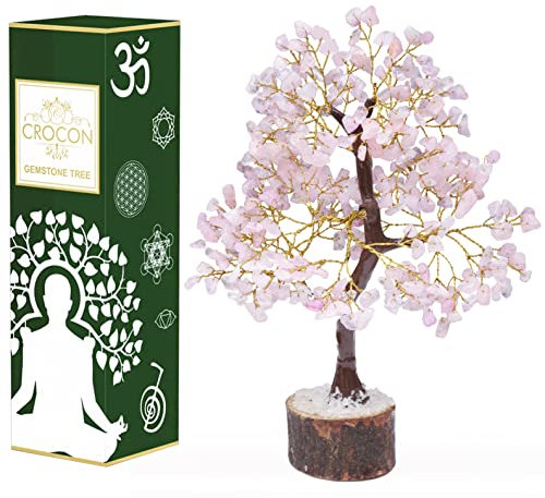 Rosenquarz Kristall Lebensbaum Edelsteinbaum Feng Shui Heilkristalle Bonsai Glücksbringer Geburtstagsgeschenk für Frauen und Männer Heim & Bürodekoration Meditation spirituelle Geschenke für Mama