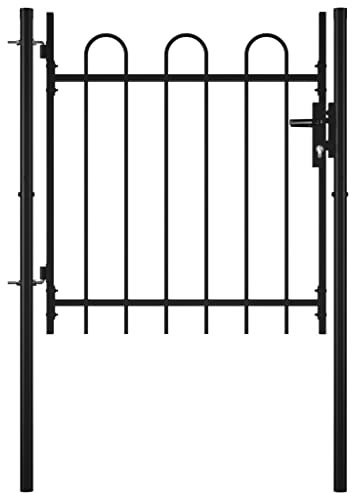 vidaXL Einflügeltor mit Bügel-Design Zauntor Einzeltor Gartentor Hoftür Gartenpforte Gartentür Zauntür Tor Einfahrtstor Hoftor 100x75cm