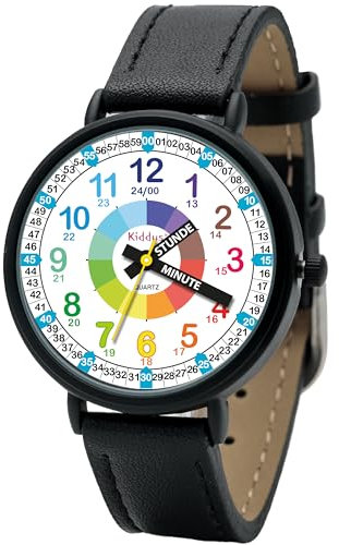 Kiddus Lernuhr für Kinder, Analoge Armbanduhr für Jungen und Mädchen ab 5 Jahren, 3ATM und 5ATM, Erste Uhr mit Stunden und Minuten, Lernspielzeug Geschenk für Kinder