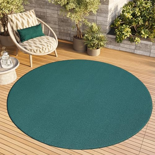 TAPISO Mono Rund Teppich Kurzflor Indoor Outdoor UV-beständig Blau Einfarbig Wohnzimmer Schlafzimmer Kinderzimmer Modern Design ÖKO-TEX 80 x 80 cm
