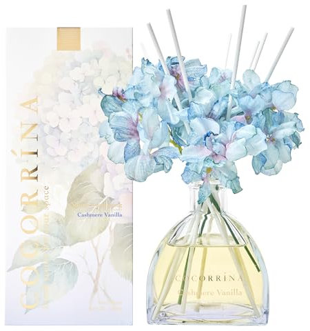 COCORRÍNA Reed Diffuser - 8.5 Oz Cashmere Vanilla Reed Diffuser with 8 Sticks for Home Bathroom Shelf Decor (Simple Luxe Collection)
