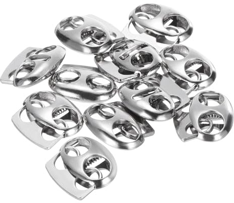 PATIKIL Corda Lucchetti 0,6x0,4 Doppio Foro Argento Tono 10pz