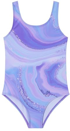 Ewbob Girls One Piece Swimsuit Quick Dry Swimwear Swimming Costume Beach Bathing Suit for Kids(C3-005)-Purple-9-10Y