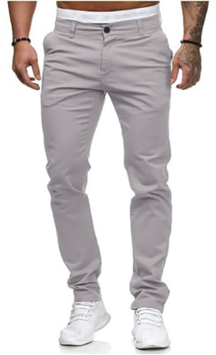 Osheoiso Pantalone Uomo Elegante Sportivo Casual Chino Pantaloni da Lavoro in Tinta Unita Stretch Pantaloni Chino Elasticizzati Dritti Cargo Pantaloni Taglie Forti