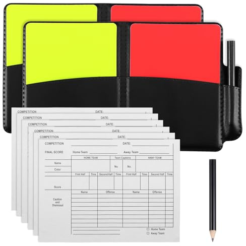HonGien Lot de cartes d'arbitre de football rouges et jaunes avec feuilles de score, pour arbitres, entraîneurs, entraîneurs, travailleurs sportifs
