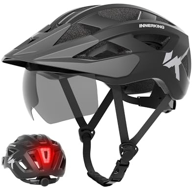 InnerKing Adult Bike Helmet Rear Light & OTG Magnetic Goggles for Men Women