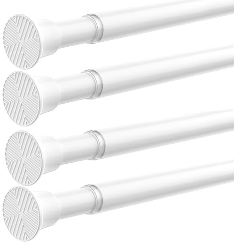 Zipglo Small Tension Rod 39-98 cm Adjustable Tension Pole No Drill Extendable Curtain Poles, Tension Rods for Curtains Telescopic Curtain Rod for Door, White 4Pcs