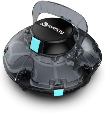WINNY POOL CLEANER Winny 200 – Robot Limpiafondos Inalámbrico, Doble Filtración, Estacionamiento Aut., 75 Min Autonomía, Piscinas Desmont. hasta 60 M², Compacto Y Ligero(Negro translúcido)