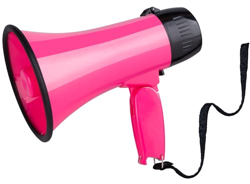 MyMealivos 20W Megaphone Bullhorn-5.4×8.6 Portable Megaphone Built in Siren & 240s Recording, Volume Control Cover Up to 300 feet+ for Indoor and Outdoor Activities-Rose
