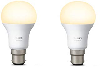 Philips Hue White Personal Wireless Lighting LED B22 Twin Pack Bayonet Cap Light Bulbs , 2 x 9.5 W Bayonet Caps [Apple Homekit Enabled], Works with Alexa
