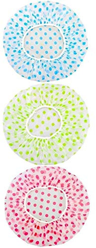 Voarge 3 Pezzi Cuffia doccia, Riutilizzabile Impermeabile Cuffia da Bagno, per capelli lunghi, impermeabili, elastici, per bambini, donne, uomini, per spa e salone