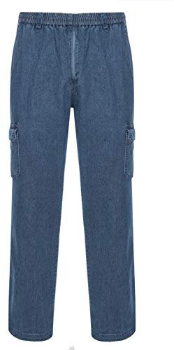 Kendindza Herren Hose Mit Gummizug - Jeans, Schlupfjeans, Herrenhose Mit Gummibund - Bequeme Jeans Mit Gummibund - Schlupfhose Blau, M