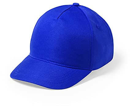 Gorra de niño de 5 Paneles en Material 100% Microfibra/poliéster de Suave Acabado y Cierre Ajustable de Velcro. con Orificios de ventilación Bordados y en variada Gama de Vivos Colores. (Azul)