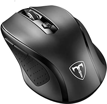 Happy Fit 2.4G Wireless Mouse Portable Mobile Optical Mouse with USB Receiver, 5 Adjustable DPI Levels, 6 Buttons for Notebook, PC, Laptop, Computer, MacBook - Black - New (Single)